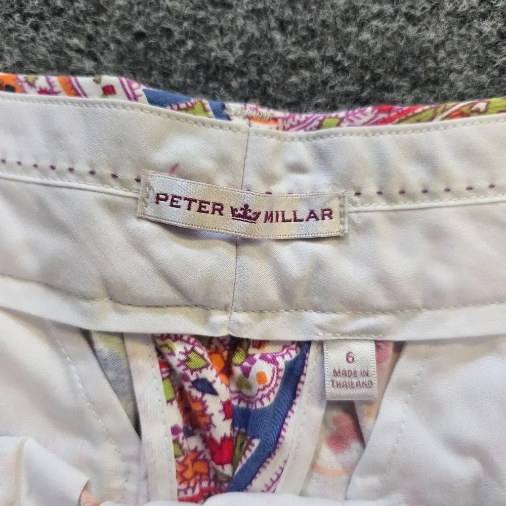 Peter Millar Shorts Women Size 6 Pink Orange Paisley 10 Inch Golf Bermuda Casual